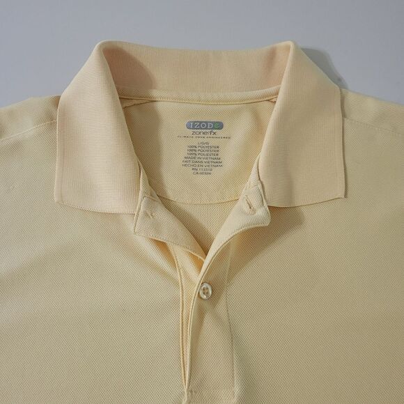 Izod Zone-FX Solid Yellow Mens Short Sleeve Polo - Picture 9 of 16